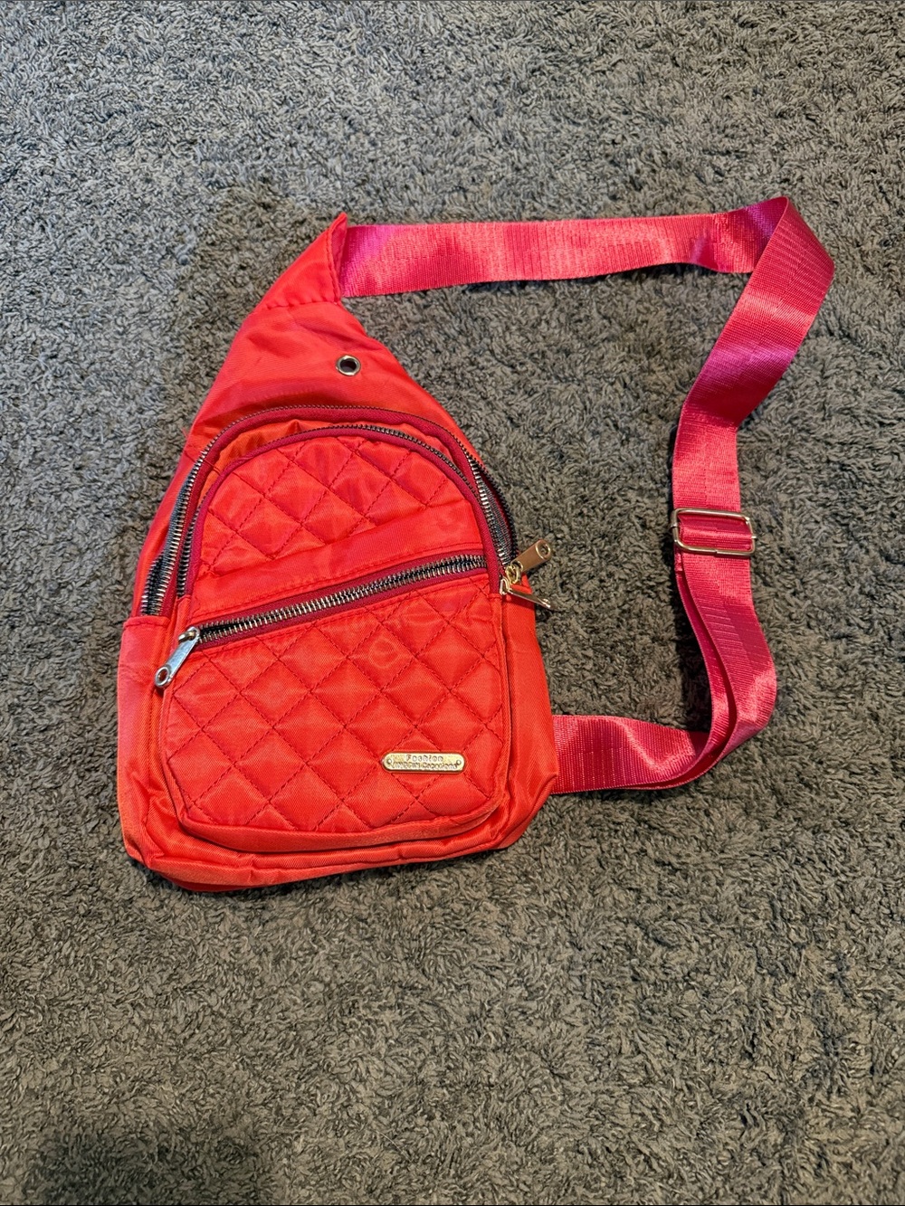 Quilted Red Crossbody Sling Bag - Women's Lightweight Shoulder Bag